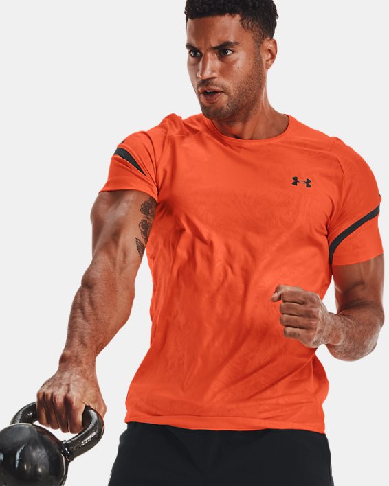 Men's UA RUSH™ 2.0 Emboss Short Sleeve, Orange, pdpMainDesktop image number 0